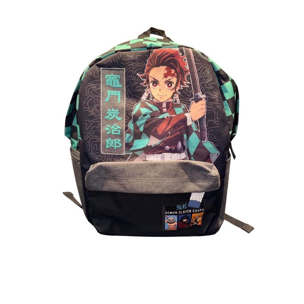 Bioworld Demon Slayer Kimetsu No Yaiba Tanjiro Backpack Checkered Anime‎ School